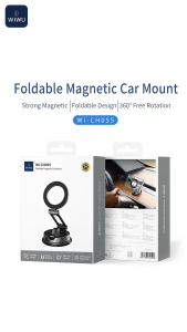 WIWU Magnetic Car Phone Mount Dashboard Cell Phone Holder Car Holder for iPhone One-Hand Operation Foldable Phone Mount with 360-Degree Adjustable