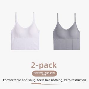 Miiow | Womens One-Piece Strap Vest Integrated Pad Camisole Tank Top Inner Wear Outer Wear Summer Fashion Simple Style Nylon Fabric