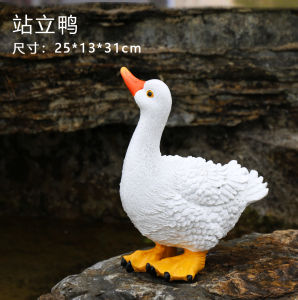 Artificial Animal White Drinking Duck Resin Sculpture Garden Courtyard Pond Pool Decoration Model Cute Ornaments