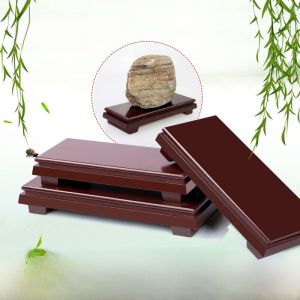 Modern Simplicity Redwood Stone Sculpture Wooden Tray Ceramic Flower Pot Holder Handmade Carving Rectangle Wood Carving