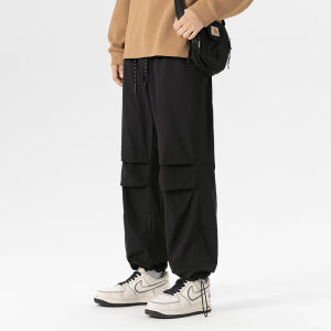 Loose Straight Leg Workwear Pants Mens Spring Autumn Trendy Brand Pure Color Wide Leg Long Trousers Casual Pants