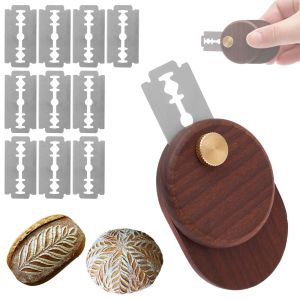 Bread Lame Dough Scoring Tool Foldable Sourdough Scoring Tool Wood Sourdough Lame Cutter for Baking Includes 10Replaceable blade