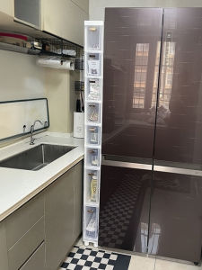Narrow Space Utilization Kitchen Fridge Drawer Style Storage Cabinet 18 Wide Gap Shelf Utilization Organizer Plastic Material