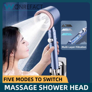 Shower Head Five Modes Handheld Shower Head Filtered Water Saving Shower Head Removable Universal Size