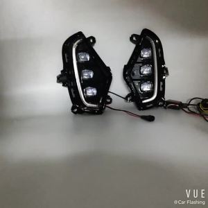1Pair Car LED Daytime Running Light DRL For Toyota RAV4 2019 2020 2021 2022 Yellow Turn Signal Light Bumper Lamp Fog Lamp