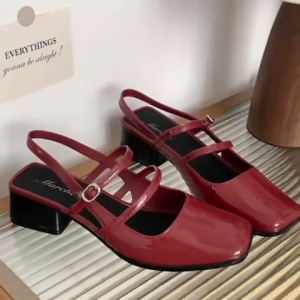 Z&R Store Mary Jane Jelly Sandals – 4cm Chunky Heel Adjustable Lock Y2K-Inspired Comfort in Bold Rubber Style