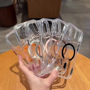 Transparent Magnetic Phone Case Silicone For iPhone 17 Pro Max 17 16 15 13 12 11 15 Plus 14 12 Pro Cover Funda Wireless Charging