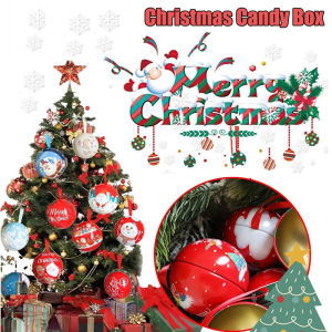 Christmas Round Tinplate Candy Ball Box Creative Christmas Tree Pendant Detachable Candy Gift Box Home Holiday Decoration Christmas Gifts