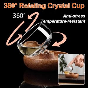 360 Rotate Crystal Glass Cup Anti-pressure Anti-tipping Temperature Resistant Creative Tea Cup