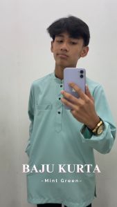 New Arrival Sempurna Baju Kurta Warna Mint Green Slim Fit Cotton Sedondon Baju Raya - D012K Ready Stock KD