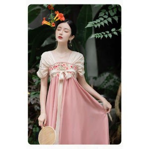 Retro Chinese Style Zippered Short Sleeve Dresses Princess Skirt Square Collar Zipper Clothes Summer Dresses For Women