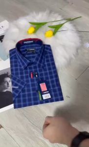 Áo Sơ Mi Cotton Ngắn Tay Dáng Regular_ Vạt Ngang Vĩnh Tiến Sọc Caro G163 Nhiều Mẫu