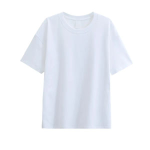 Heavyweight American Pure Cotton Short Sleeve T-Shirt Loose Bottom Base Layer Shirt for Couples Winter Solid White Men Women Top