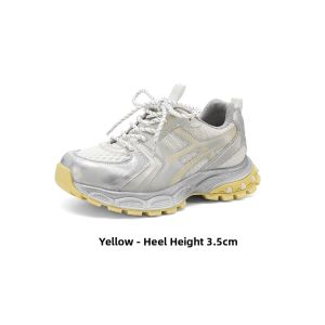 Josiny | Silver Thick Sole Platform Sneakers Breathable Casual Shoes