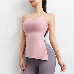 Sports Vest Women Summer One-piece Chest Pad Irregular Hem Tight Slimming Shock Absorption Anti-sagging Running Training