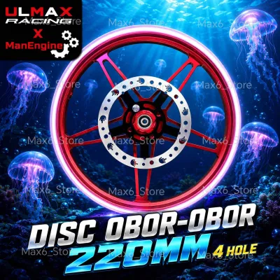 ULMAX MAN ENGINE DISC PLATE 220MM DRAG PIRING DISC BRAKE TULANG IKAN Y15ZR Y16ZR LC135 RACING DISC DRAG Y15 Y16 OBOR 4 HOLE DISC JELLYFISH & TULANG IKAN OBOR SEA