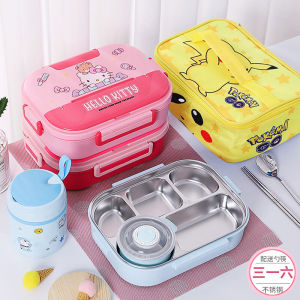 Insulated Stainless Steel 316 Cartoon Lunch Box with Dividers for Students And Office Workers Cute Portable Meal Container