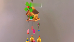 1PC Color Wooden House Wind Chime Garden Scenery Souvenir Small Fresh Home Decor Color Box Windmill