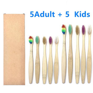 10PCS Natural Bamboo Toothbrush Set Soft Bristle Charcoal Teeth Whitening Bamboo Toothbrushes Soft Dental Oral Care Adult/Kids