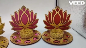 Traditional MDF Lotus Tealight Holder | Handmade Reusable Flower Diya Base for Festive Decor & Gifting | Pack of 1 Pc