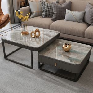 Italian Minimalist Grey Glossy Glass Coffee Table