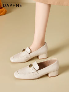 Daphne | Retro Loafer Flats For Women Coarse Heel Square Toe