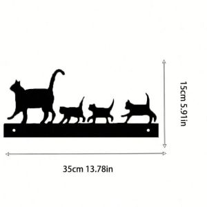 CIFbuy | Chic Iron Wall Art Cute Mama Cat with Kittens Sculpture Rustproof Metal Decor for Yard Porch Patio Garden Home