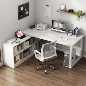 Corner Bookshelf Integrated L-shaped Computer Desk
