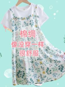 plus Size Girls Cotton Silk Dress Childrens Skirt A-Line Summer Clothes for Big Kids Fat Girls Artificial Cotton Dresses