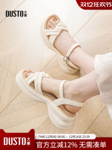 Elegant Fashionable mid Heel One Strap Sandals Women Shoes Summer New Arrival DUSTO PU Material round Toe Glue Stick Shoes