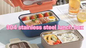 Stainless steel liner 800ml with fork and spoon lunch box fruit food lunch box 1200ml picnic fresh-keeping box