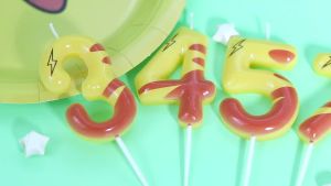 Lightning Print 3rd Birthday Candles for Boys Girls Yellow Pika Themed Cake Topper Cartoon Themed Birthday Party Decorations Supplies (Number 3)