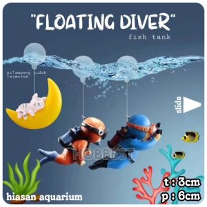 Hiasan Aquarium FLOATING DIVER - Miniatur Ornament Penyelam Pajangan Figure Dekorasi Akuarium Aquascape