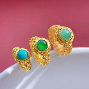 เครื่องประดับ DIY สไตล์โบราณ ชุบทอง 925 เงินแท้ เครื่องประดับธรรมชาติ เรซิน จี้ลูกปัด ลูกปัดทราย ลูกปัดก้อน