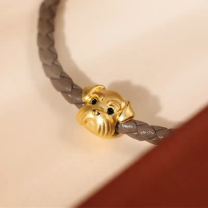 Chow Sang Sang 周生生 999 Gold Charme Puppy Schnauzer Charm for Women & Men 96375C  [Bracelet not included]