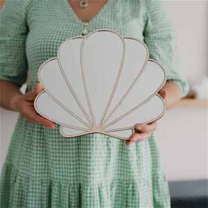 Gương Trang Trí Tường Hình Vỏ Sò Phong Cách Bắc Âu Chất Liệu Gỗ Chống Vỡ Dành Cho Nhà Ở Phòng Ngủ Phòng Khách Phòng Bé Trai Bé Gái