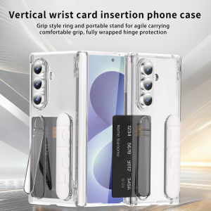 szhaiyu | Phone Case For Samsung Galaxy Z Fold 8 Ultra Fold 7 6 5 4 With Card Slot Multifunctional Kickstand Wrist Strap Folding Cover