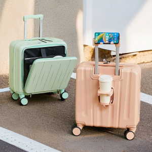 Large Capacity Fashionable Womens 18-Inch Check-In Luggage with Front Opening Password Lock Universal Wheel Carry-On Suitcase