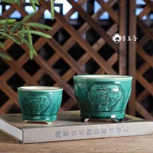 High-End Handmade Glazed Pot Z51 Four Friends Orchid Basin Premium Potted Plants Flower Pots Simple Style Desktop Greenery