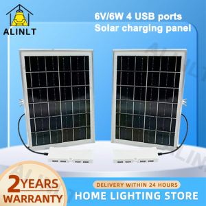 Solar Charging Panel LED Solar Energy Panel Solar Panels Charger With 4USB Port 6V/6W Portable For Camping Cellphone ALINLT