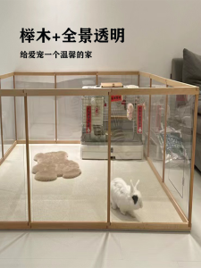 Transparent Wooden Dog Fence with Door Indoor Rabbit Cage Small Dogs Home Use Pet Fence Dog Kennel Shark King Brand 005