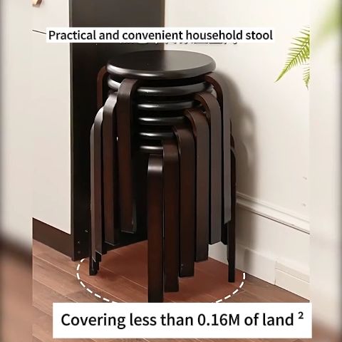 【Bearing 150kg】Dining Chairs Wood Stool Round Computer Desk Chair Cafe ...