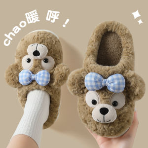 Womens Cotton Slippers Fleece Lined Fur Booties Indoor Outdoor Home Comfortable Warm Shoes Moon Phase Design Couple Home Shoes