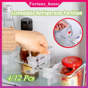 4/12 Pcs Extendable Refrigerator Partition Button Type Shelf Classified Storage Kitchen Classifies Accessories