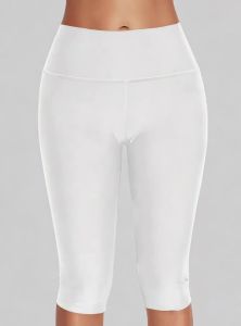 Womens High Waisted White Leggings Knee-Length Yoga Pants Stretchy Breathable for Workout Running and Daily Casual Wear