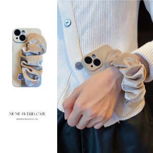 Swan Velvet Bracelet Phone Case for Huawei Pura80 pro Mate70 Milk Coffee Female Elastic Soft Rubber Protective Cover Shell