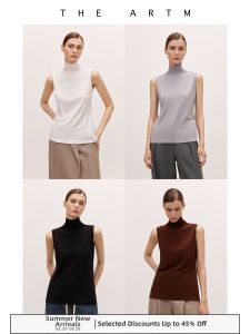Turtleneck Sleeveless Black Acetate Vest