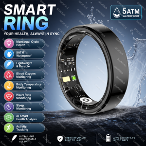 Smart Ring Health Tracker Men Women HRV SpO2 Temperature Sleep Monitor Gesture Control Fitness Ring Smart Jewelry Android iOS