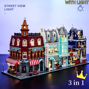MINI Bricks European Market Street Café Villa Store House Building Blocks: A City Street View Scene Model Assemble Toy for Kids