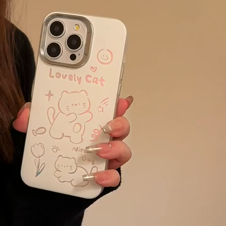 Case iPhone 11 12 13 14 15 pro max 14 15 plus TPU metal shockproof protection camera Laser cute